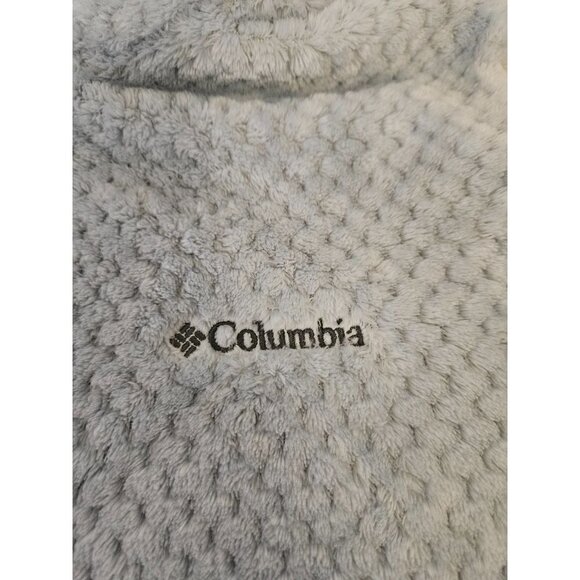 Columbia Textured Fleece Light Blue Gray Zip Front Jacket Size L - Picture 5 of 7